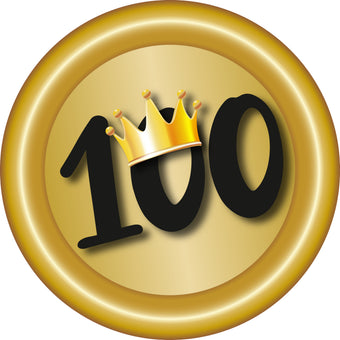 Schützenscheibe 100 Jahre Jubiläum mit Zahl 100, Krone und Goldmotiv