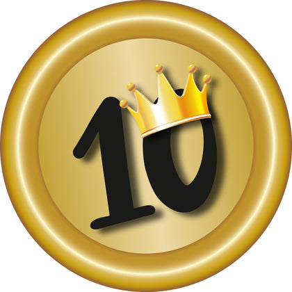 Schützenscheibe Jubiläum Motiv 10 mit Krone und Goldverlauf – personalisierbar mit Jahreszahl und Text
