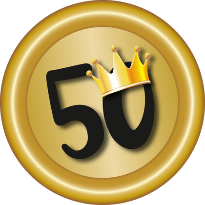 Schützenscheibe 50 Jahre Jubiläum mit Krone und Goldmotiv