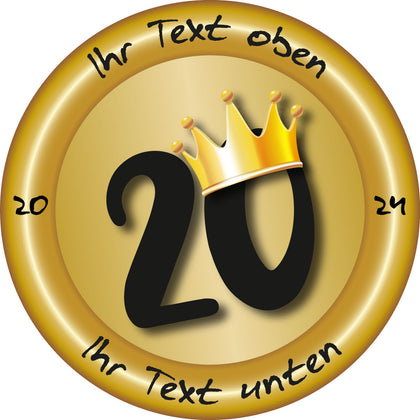 Edle Schützenscheibe mit goldener „20 mit Krone“ – Jubiläumsmotiv für 20 Jahre Vereinsbestehen oder Ehrenschießen