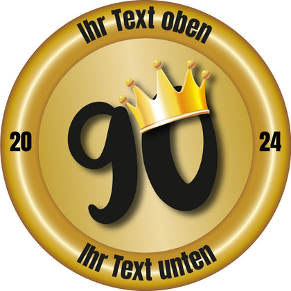 Schützenscheibe 90 Jahre Jubiläum mit goldener Zahl 90 und Krone