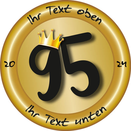 Jubiläumsscheibe 95 Jahre – personalisierbare Ehrenscheibe im Goldmotiv